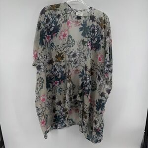 DAVID and YOUNG Floral Kimono Duster One Size Fits Most Sheer Open Front